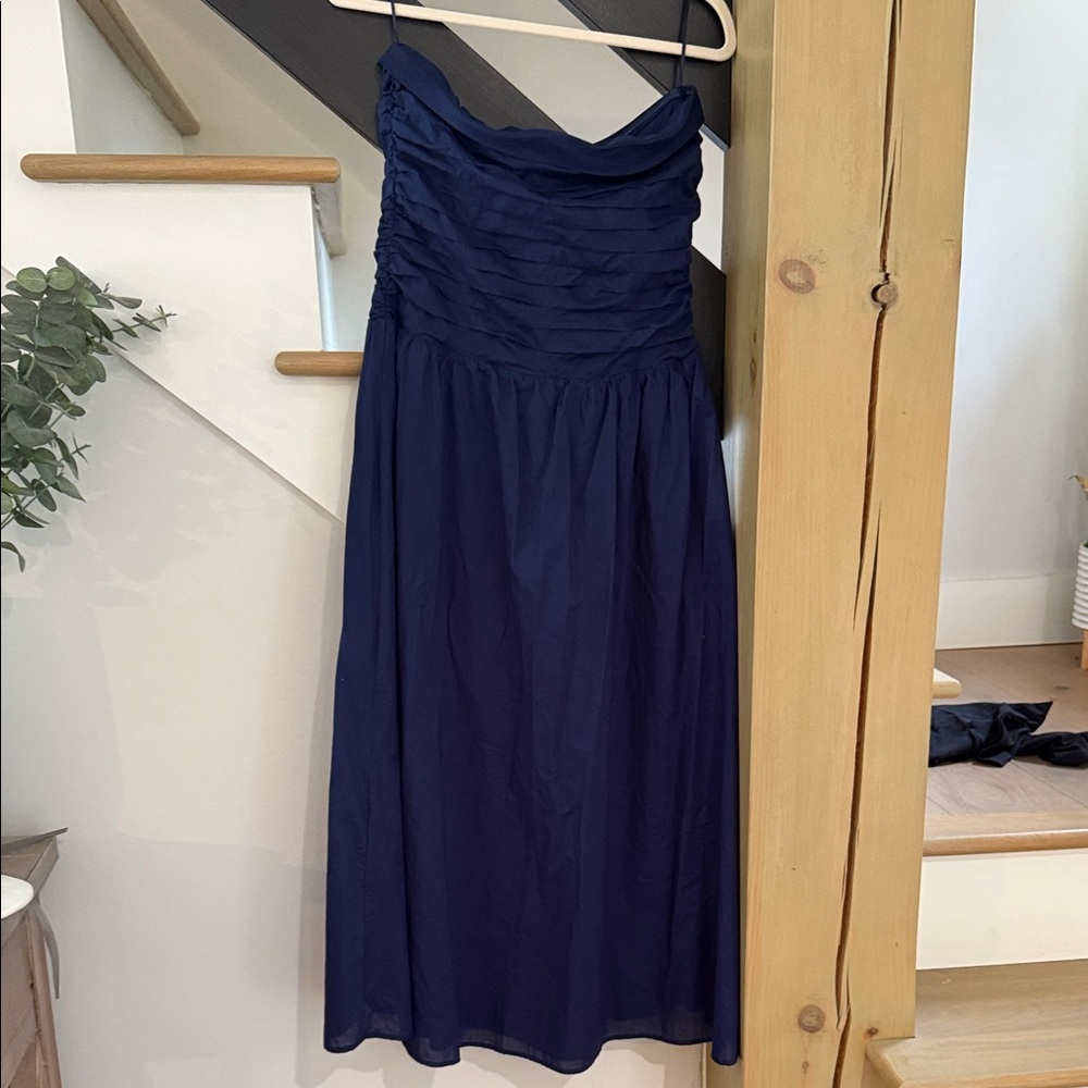 Wayf Elegant Strapless Blue Dress